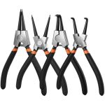 4PCS Small Tip Snap Ring Pliers Set 7" Internal external Circlip Pliers Kit 3 64" Tip Straight bent Jaw For Ring Remover Retaini