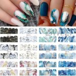 Full Wrap Nail Polish Stickers Marble Design Nail Strips Self-adhesive Gel Nail Strips Nail Art Decals For Home Women Girls Nail