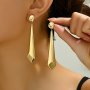 1 Pair Stylish Gothic Long Drop Earrings Golden Sword Shape Alloy Dangle Earrings Banquet Party Jewelry Ear Ornaments For Women