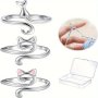 3PCS Adjustable Cat Crochet Rings Set Fashionable Open-design Knitting Needle Rings For Women Premium Material With Storage Case