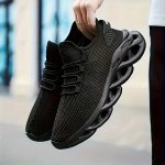 Men's Lightweight Solid Color Slip On Blade Type Shoes With Adjustable Shoelace - Shock Absorption Soft Sole Comfy Sneakers - Ou