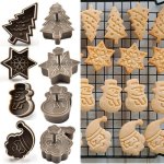 4PCS Festive Christmas Cookie Plunger Cutters - Bake Delicious Snowman Snowflake Christmas Tree And Santa Claus Shaped Cookies W