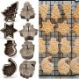 4PCS Festive Christmas Cookie Plunger Cutters - Bake Delicious Snowman Snowflake Christmas Tree And Santa Claus Shaped Cookies With These Fun Baking Molds