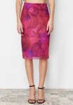 Premium Printed Tulle High Waist Lined Midi Knitted Skirt - Fuchsia