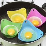 4PCS Silicone Egg Poachers - Foldable Washable & Waterproof Kitchen Gadgets For Camping Food Prep & Dining - Red green blue