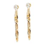 Goldair Gold Diamante Leaf Stud Earrings