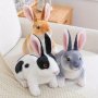 16CM/6.29IN Realistic Cute Rabbits Plush Toy Lifelike Animal Photo Props Bunny Simulation Rabbit Toy Model Birthday Gift Home Decoration Plush Easter Decor Christmas Halloween