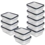 20PCS Plastic Food Storage Containers With Lids 10 Containers & 10 Lids