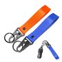 Wevdn 2 Pcs Car Key Chain Fabric Metal Practical Multifunctional Motorcycle Keychain Anti-lost Keychain With O-ring For Men Women Blue+orange