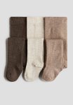 3-PACK Tights - Brown Beige