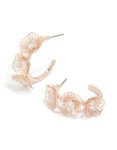 Rose Gold Plated Laser Cut Flowers Hoop Earrings