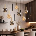 Elara Cascade Pendant Light Amber And Smoke Black & Gold