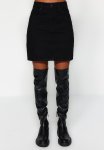 Slit High Waist MINI Denim Skirt - Black