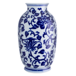 Glazed Blue And White Ceramic Vase 36 Cm