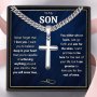 To My Son" Cross Cuban Chain Necklace Stainless Steel Cuban Chain Cross Pendant Son's Birthday Gift Valentine's Day Gift Graduation Gift Christmas Gift With