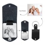 CAS102333 - Personalized Photo Calendar Keyring Stainless Steel - Black Strap