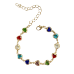 Elegant Stainless Steel Colorful Cube Heart Bracelet-vintage Beaded Design