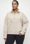 Cotton On Plus Plush Essential Half Zip Jumper - Sesame Marle