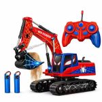Remote Control Excavator Toys For Boys 2.4GHZ Rc Play Excavator With Light Construction Toys For Boys Birthday Gift 3-5 4-7 8-12