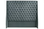 Ivy Buttoned Winged Velvet Headboard - Dark Grey - King