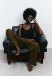 High-waisted Tailored Trousers - Dark Khaki Green