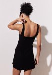 Picot-trimmed Jersey Dress - Black