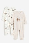2-PACK Sleepsuits With Full Feet - Light Beige Winnie The Pooh