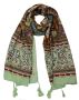 Lady's Cotton/linen Scarf With Various Patterns - Green