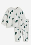 2-PIECE Sweatshirt Set - Light Grey Patterned