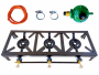 3 Burner Triple Gas Burner 4 Legged Regulator Set & Gas Cylinder - 3KG