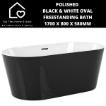 Polished Black & White Oval Freestanding Bath - 1700 X 800 X 580MM