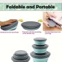 3-PACK Silicone Collapsible Bowls Set Foldable Storage Bowls With Lids For Camping Hiking & Travel Space Saving & Portable Durable Bowl Kit