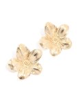 Goldair Gold Textured Flower Stud Earrings