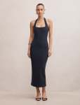 Gina Halter Bodycon Midi Dress - 16 Navy