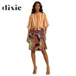 Geometric Wavey Stripe Side Tie Skirt Midi - Purple Free