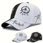 1PC Unisex Sunshade Breathable Adjustable Baseball Cap With Trendy Pattern For Outdoor Sport