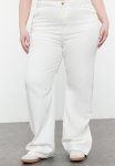 High Waist Wide Leg Denim Trousers - White