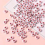 100PCS A Pack 7MM White Background Multi-color Acrylic Love Beads For Jewelry Making Fashion Diy Bracelet Necklace Phone Chain C