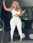 Cut Out Sleeveless Jumpsuit Sexy Solid Bodycon Jumpsuit Women's Clothing