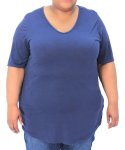 Ladies Plain Vneck Tee - 60 Navy