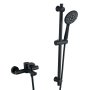 Bath Mixer Wall Type Handheld Shower Adjustable Shower Rail 0830B-A Black Set