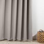 Woven Blockout Taped Curtain Pewter - Longer Length 270CM W X 250CM L