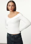 Cotton Flounce Fitted Crop Blouse - Ecru