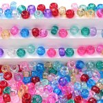 100PCS 6X9MM 8 Colors Acrylic Pony Beads Sparkling Glitter Clear Transparent Beads For Jewelry Making Daily Use Women Diy Bracel