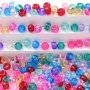 100Pcs 6x9mm 8 Colors Acrylic Pony Beads Sparkling Glitter Clear Transparent Beads For Jewelry Making Daily Use Women Diy Bracelets Necklaces Hair Braiding Keychains