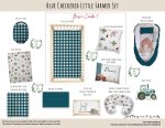 Cot Duvet Bedding Blue Checkered Little Farmer Set Tractor