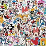 Licensed 50PCS Authentic Disney Sticker Mickey Mouse Donald Duck Waterproof Cartoon Decorative Sticker