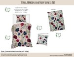 Kids Duvet Set Pink Maroon And Navy Flowers