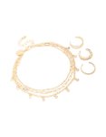 Goldair Gold Diamante Chain Anklet & Toe Rings Set