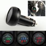 3 In 1 Universal Car Digital Voltage Meter Temperature Meter USB Charger DC12-24V Random Color